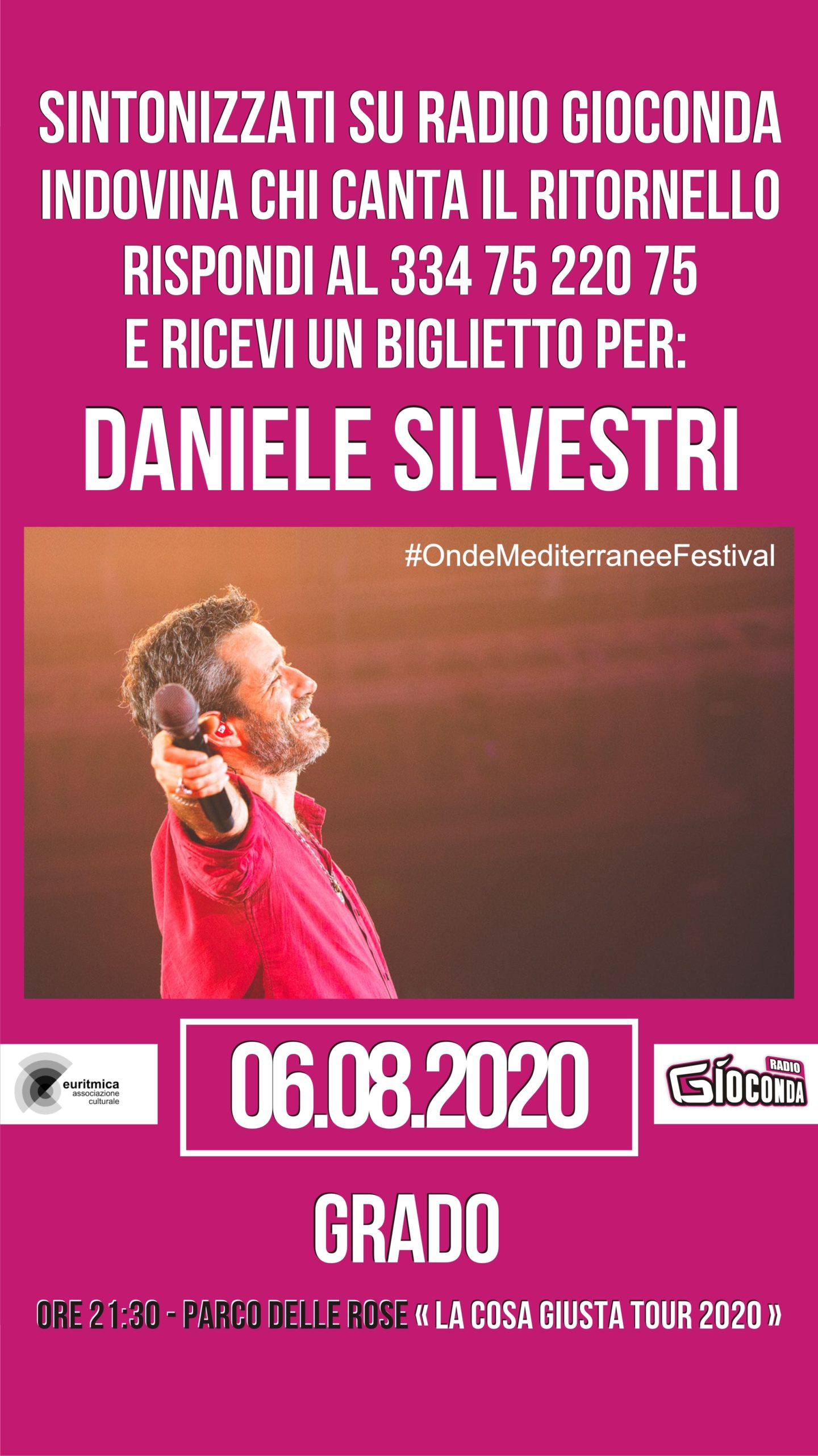 Su #RadioGioconda “Indovina Indovinello – chi canta il ritornello?”, il mini quiz che oggi ti da la possibilità di vincere i biglietti per DANIELE SILVESTRI “La Cosa Giusta Tour 2020" a Grado