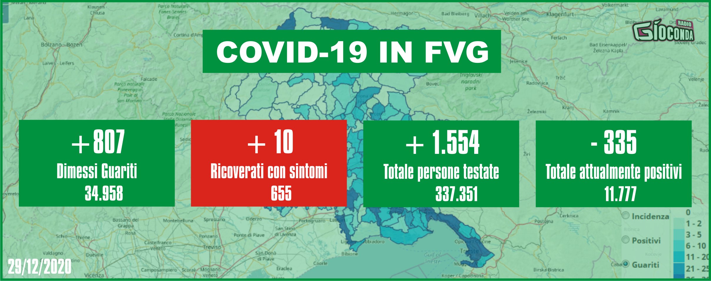 29 dicembre 2020 - Aggiornamento casi Covid-19 Dati aggregati quotidiani FRIULI VENEZIA GIULIA