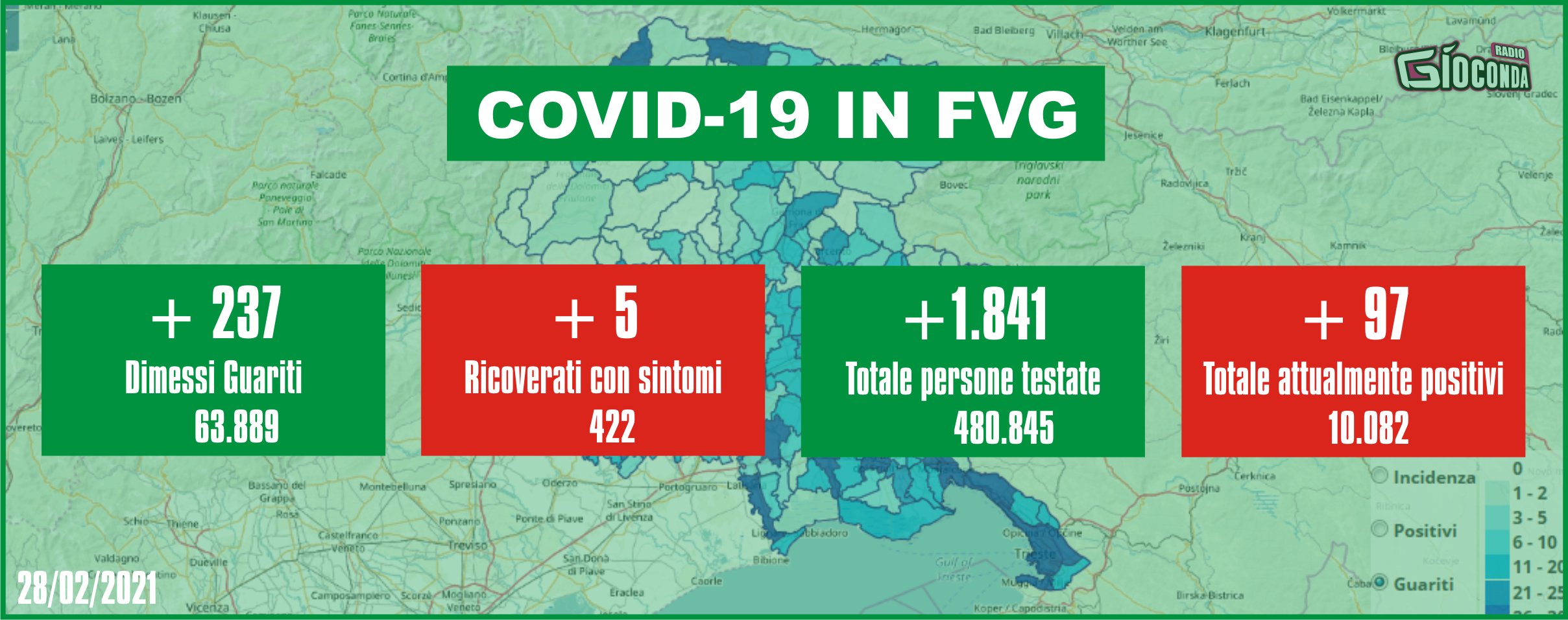 28 febbraio 2021 - Aggiornamento casi Covid-19 Dati aggregati quotidiani FRIULI VENEZIA GIULIA