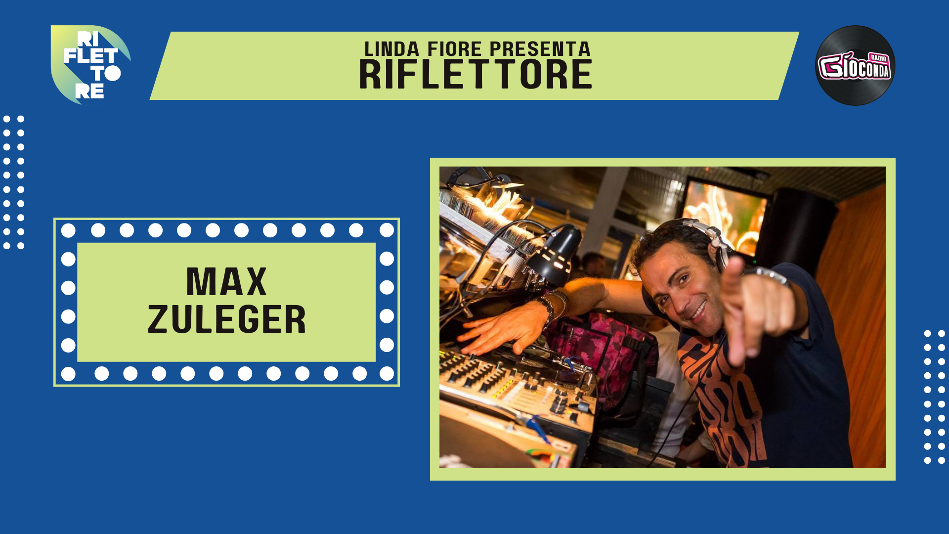 Il disc-jockey e producer Max Zuleger è l'ospite della puntata di venerdì 29 aprile di "Riflettore", la trasmissione che mette in luce la musica che nasce in Friuli-Venezia Giulia. Nel 2003, insieme al dj Alex B, ha dato il via a "90 is magic", l'appuntamento dedicato alla musica dance anni '90 con protagonisti artisti di altissimo livello che, in ogni occasione, si esibiscono live propronendo le loro hit di un decennio che ha regalato singoli indimenticabili e ancora attualissimi. Il prossimo appuntamento "90 is magic" è in programma sabato 30 aprile al "Belvedere" a Tricesimo (Ud) nella immensa sala di 1000 mq e a salire sul palcoscenico allestito per l'occasione saranno Araje Animalaction, Einstein Doctor Deejay e Neja. In console Max Zuleger e Alex B. proporrano un dj-set utilizzando esclusivamente dischi in vinile. I biglietti per la serata-evento possono essere acquistati attraverso il link www.ciaotickets.com/biglietti/90-magic-tricesimo Max Zuleger oltre ad essere un apprezzato dj-producer, è noto in veste di insegnante per aspiranti Disc jockey. Da oltre due decenni cura un corso dedicato a chi desidera realmente imparare una professione, oggi riconosciuta anche ufficialmente. "Diventare Dj" (www.diventaredj.it) è un corso completo che da la possibilità, ad ogni allievo, di sfruttare al meglio capacità ed inclinazioni naturali.