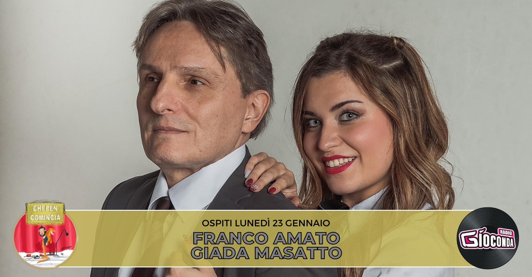 🔛 Gli attori Giada Masatto e Franco Amato sono gli ospiti della nuova puntata di "Chi ben comincia" in onda lunedì 23 gennaio alle 18.00.