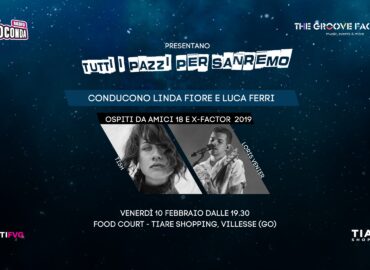 Venerdì 10 febbraio  si accenderà “Tutti i pazzi per Sanremo”, lo speciale di Radio Gioconda dedicato alla kermesse canora più seguita d’Italia che, per il secondo anno consecutivo, andrà in scena al Tiare Shopping di Villesse (Go). L’appuntamento, che verrà condotto dalla giornalista Linda Fiore e dal regista teatrale Luca Ferri, vedrà protagonista anche la musica dal vivo: sul palco della zona “Food Court” del Tiare si esibiranno Tish, da Amici 18, e Loris Venier, da X Factor 2019, che  interpreteranno, in chiave acustica, alcuni successi sanremesi.