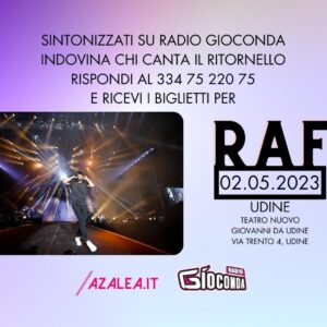 Questa settimana, in collaborazione con Azalea.it, sono in palio i biglietti per la data udinese de il tour “LA MIA CASA” di Raf, in programma il 2 maggio al Teatro Nuovo Giovanni da Udine (Ud).