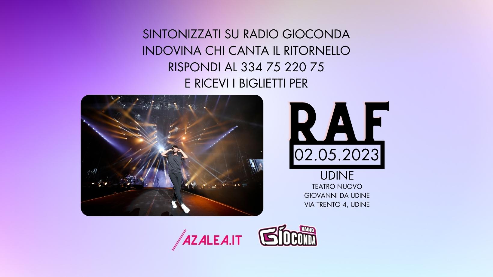 Questa settimana, in collaborazione con Azalea.it, sono in palio i biglietti per la data udinese de il tour “LA MIA CASA” di Raf, in programma il 2 maggio al Teatro Nuovo Giovanni da Udine (Ud).
