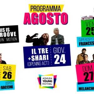 Venerdì 25 Agosto alle 21 “Chi ben comincia” sarà protagonista sul palco di “Aquileia Young 2K23. Sul palco allestito nella suggestiva Piazza Capitolo per "Chi ben comincia Live" i riflettori saranno puntati su Mara Navarria, originaria di Carlino, tra le dieci spadiste più forti al mondo;  Shari, nata a Monfalcone,  cantautrice tra i big sul palco del Festival di Sanremo 2023; il prestigiatore e youtuber professionista Jack Nobile, originario di Lignano, il cui canale YouTube conta più di 1 milione di appassionati che imparano e si stupiscono attraverso i suoi video. Accanto alle tre eccellenze del Nordest siederà il conduttore televisivo, cantautore, scrittore, dj e talent scout Francesco Facchinetti, ospite d’eccezione della serata. Ingresso libero.